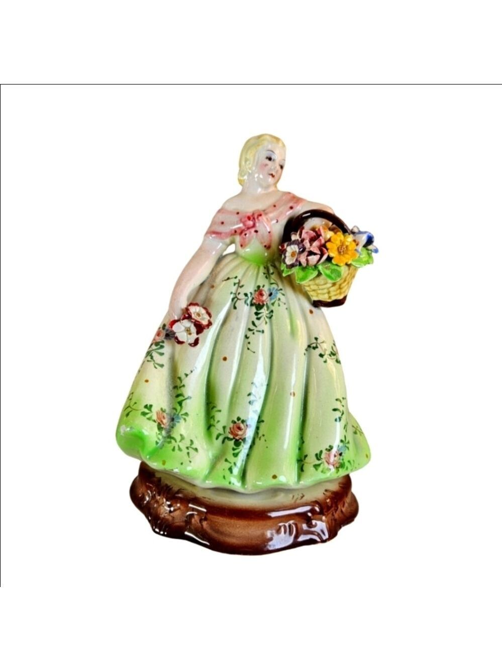 Vintage Antique Italian Porcelain Flower Maiden